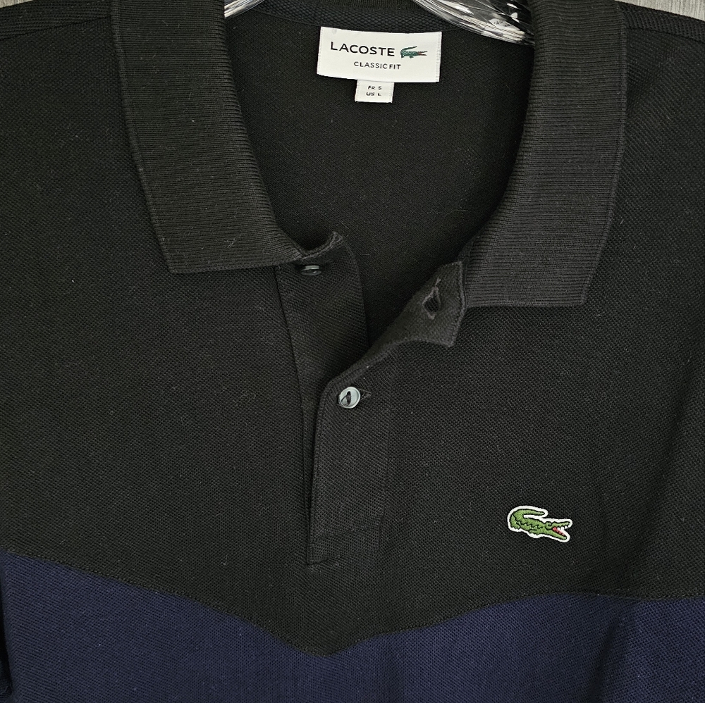 Lacoste classic Fit Pique Polo in Navy , size L - Picture 3 of 3